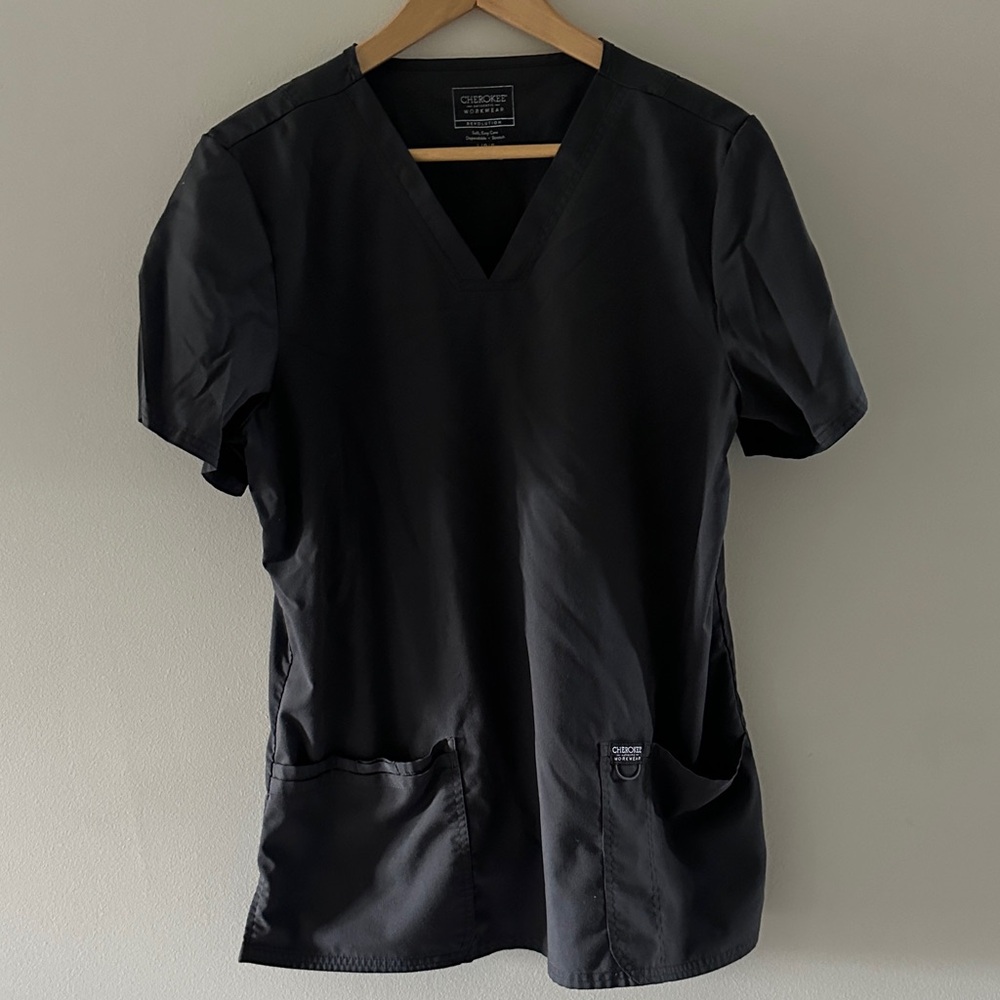 Cherokee Revolution Women's Charcoal V-Neck Short Sleeve Scrub Top